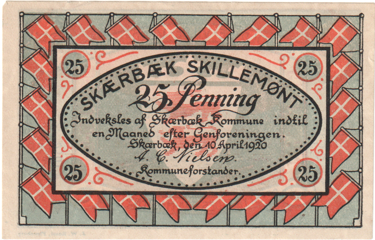 Banconote, Germania, Scherrebeck Gemeinde, 25 Pfennig, mur, 1920, 1920-04-10