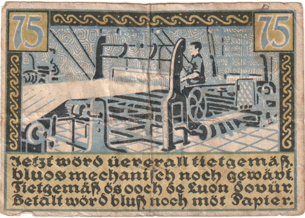 Banknot, Niemcy, St Tönis, 75 Pfennig, métier, 1920, 1920-11-05, UNC(65-70)