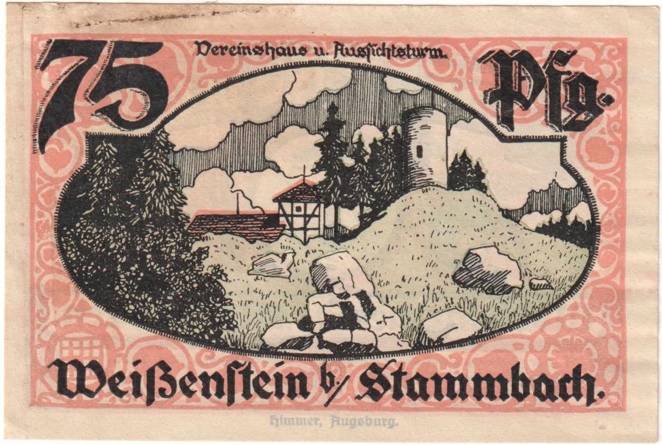 Banknot, Niemcy, Stammbach, 75 Pfennig, paysage, 1921, 1921-07-01, UNC(65-70)