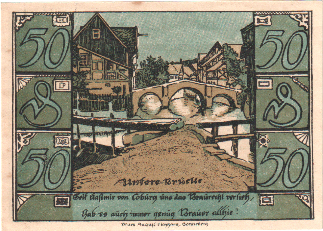 Geldschein, Deutschland, Oberlind Gemeinde, 50 Pfennig, paysage 3, 1921, UNZ-