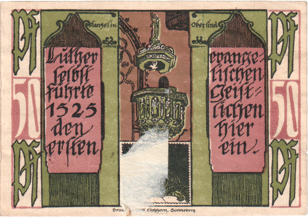 Geldschein, Deutschland, Oberlind Gemeinde, 50 Pfennig, paysage 6, 1921, UNZ-
