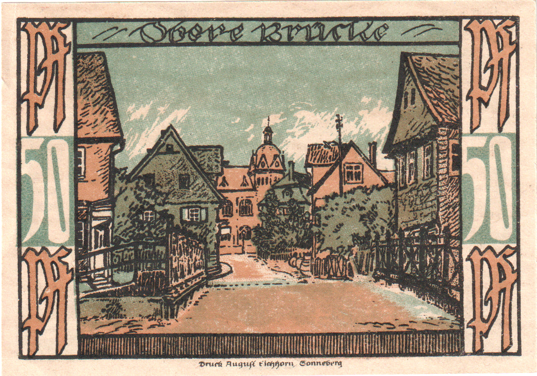 Banconote, Germania, Oberlind Gemeinde, 50 Pfennig, paysage 9, 1921, SPL