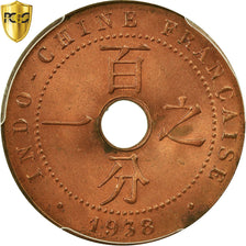 Indochiny francuskie, Cent, 1938, Paris, Brązowy, PCGS, MS65RD, Lecompte:99