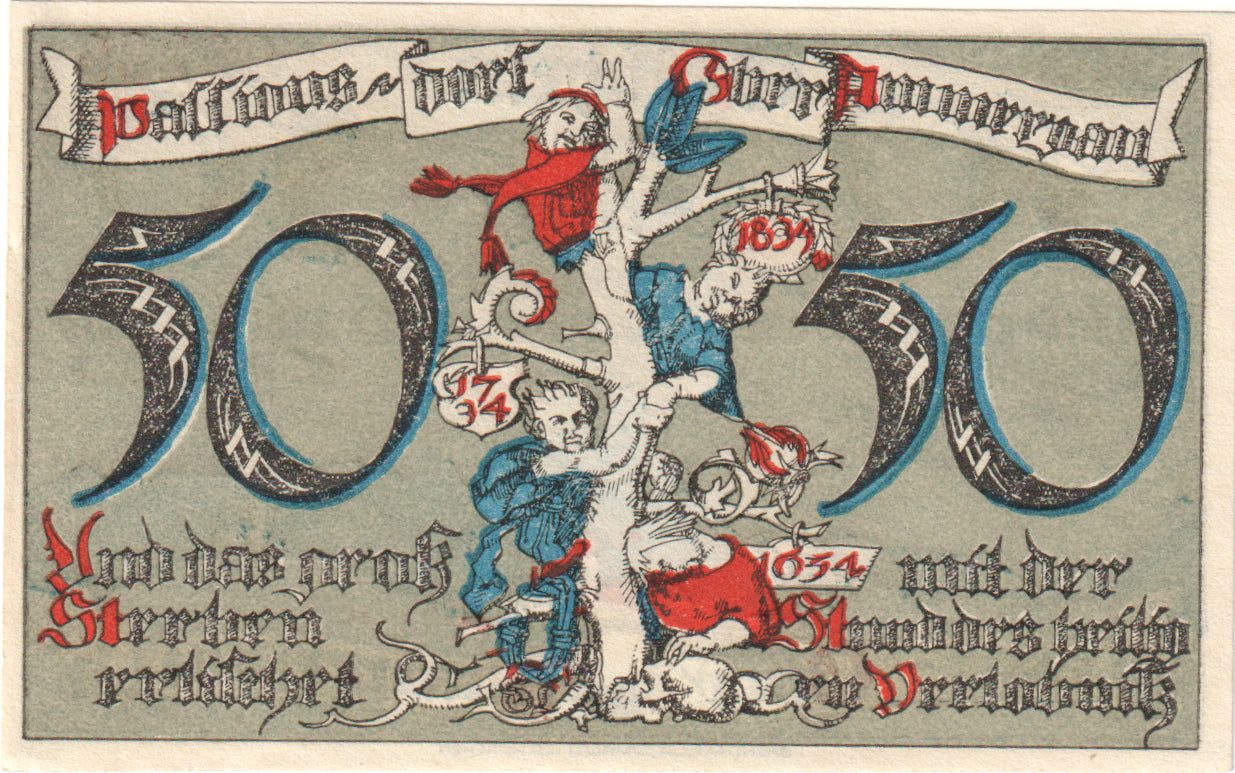 Banconote, Germania, Oberammergau Gemeinde, 50 Pfennig, personnage 1, 1921
