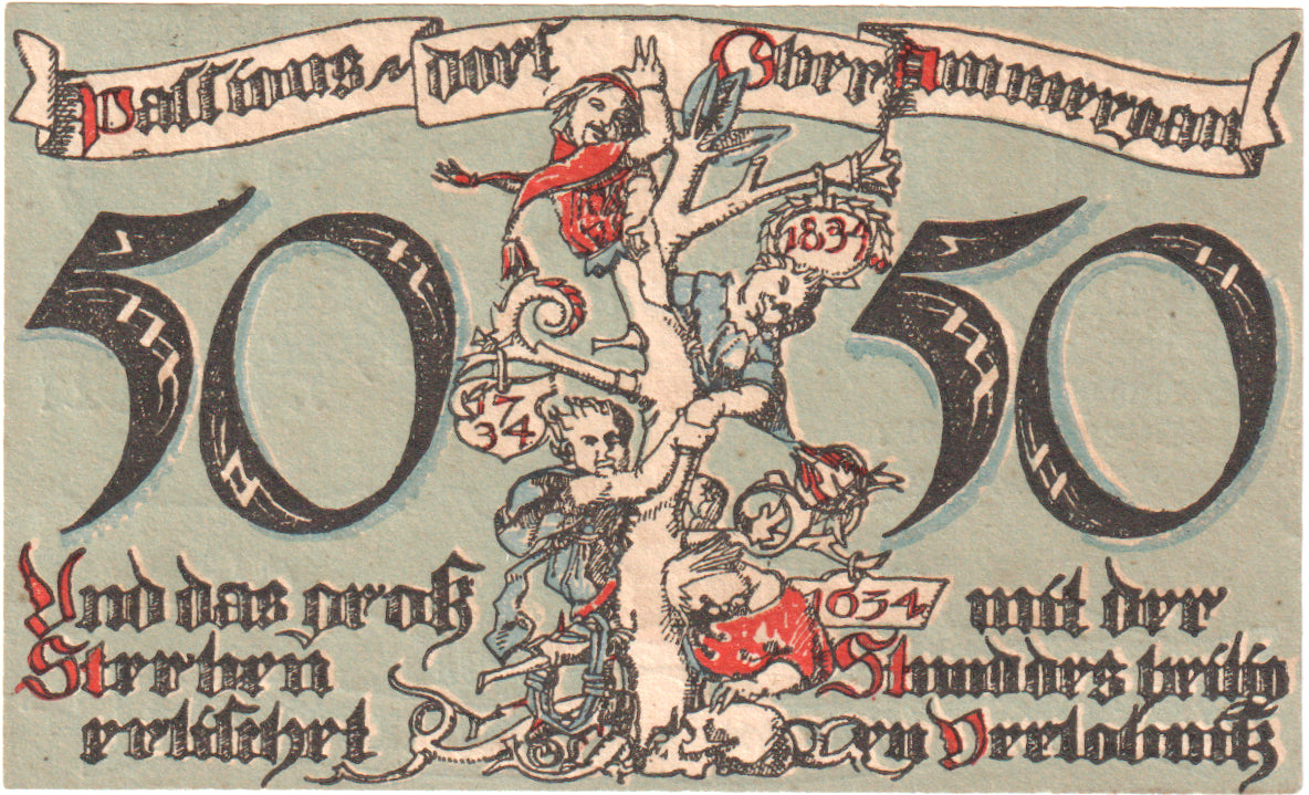 Banconote, Germania, Oberammergau Gemeinde, 50 Pfennig, personnage 2, 1921
