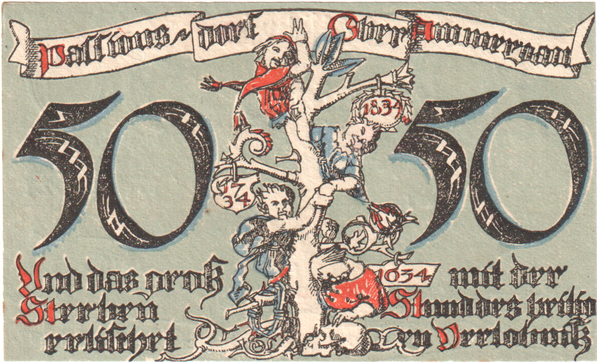 Banconote, Germania, Oberammergau Gemeinde, 50 Pfennig, personnage 4, 1921