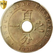 Indochiny francuskie, Cent, 1938, Paris, Brązowy, PCGS, AU Details