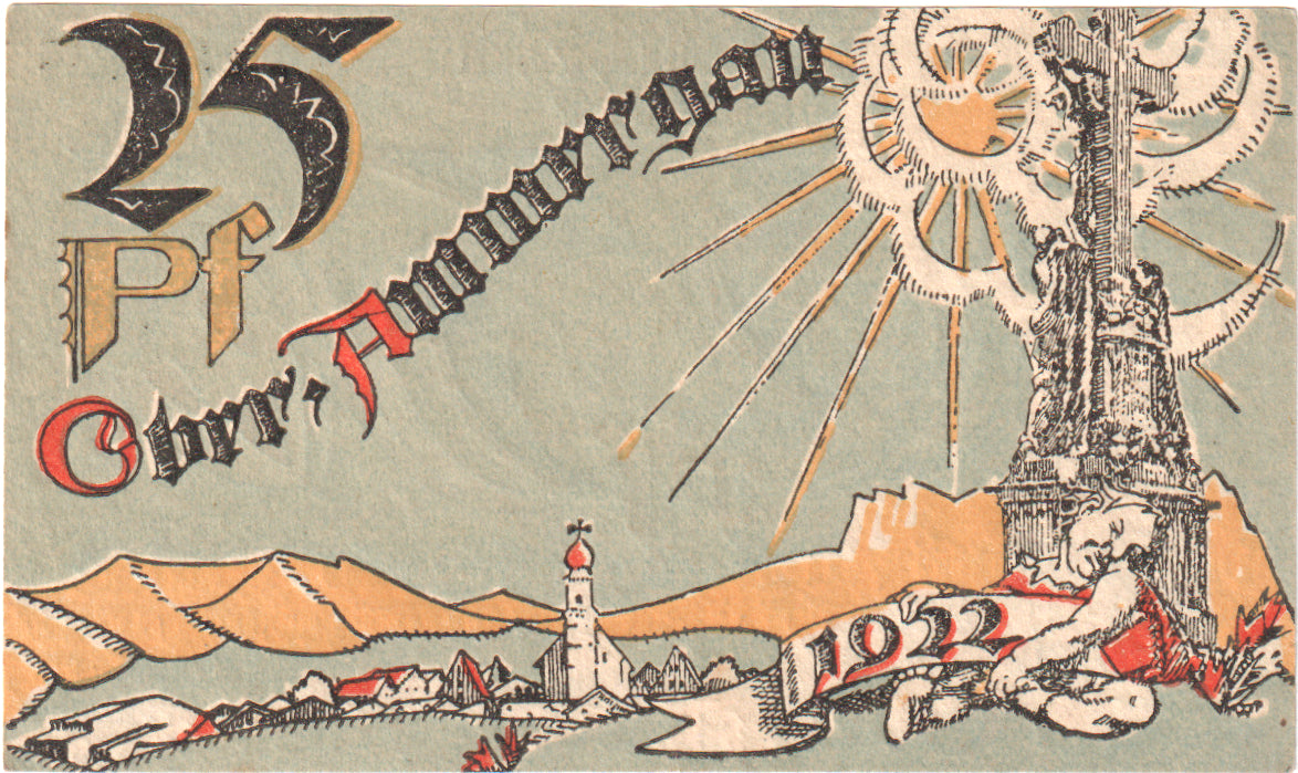 Banconote, Germania, Oberammergau Gemeinde, 25 Pfennig, paysage 4, 1921