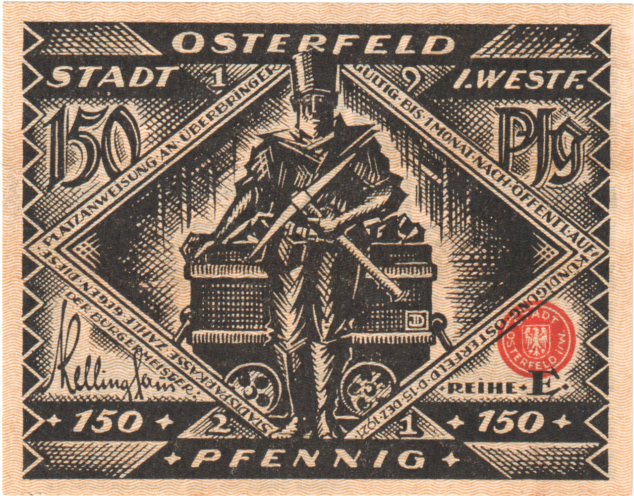 Banknot, Niemcy, Osterfeld, 150 Pfennig, personnage, 1921, 1921-12-15