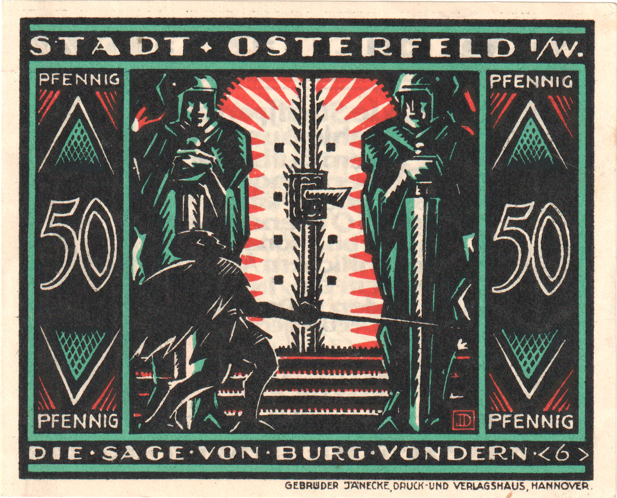 Banconote, Germania, Osterfeld, 50 Pfennig, personnage, 1921, 1921-12-15, SPL