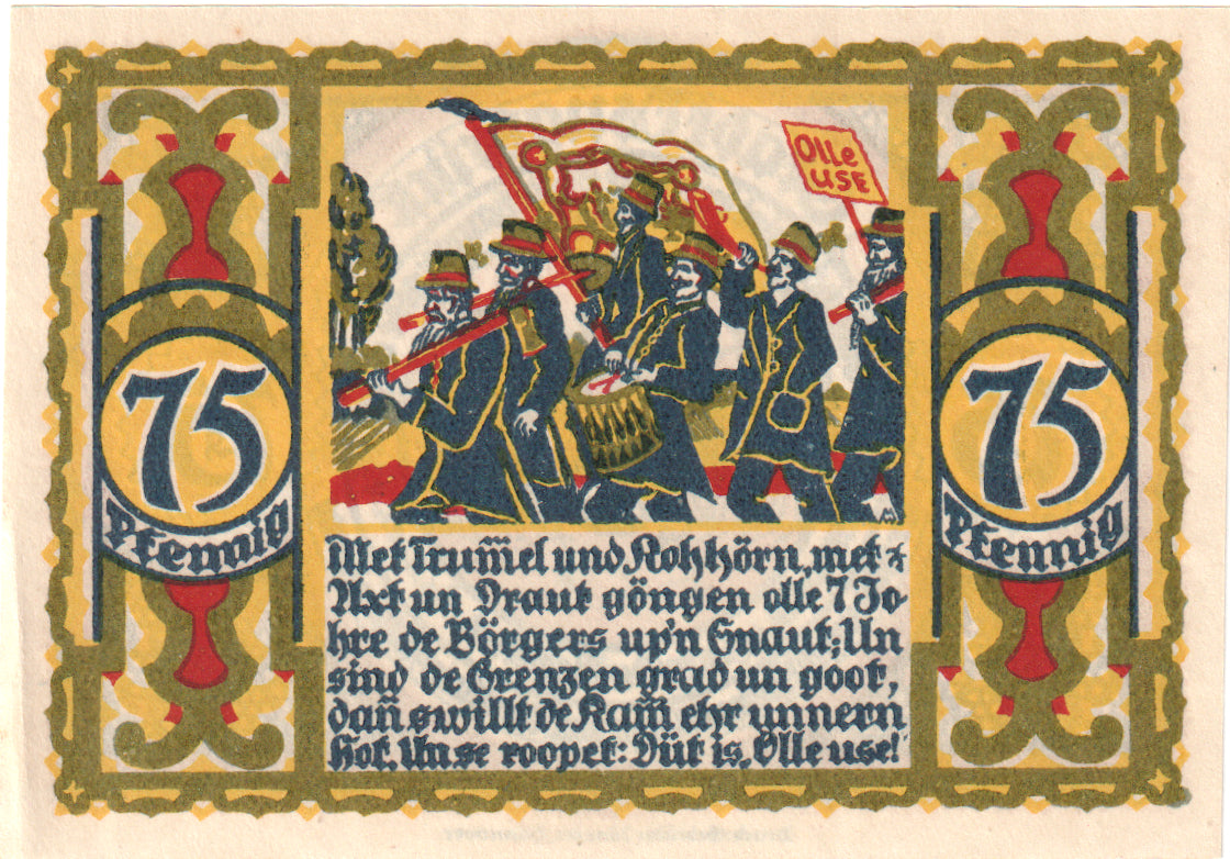 Banconote, Germania, Osnabruck, 75 Pfennig, personnage 3, 1921, SPL, Mehl:1032.1