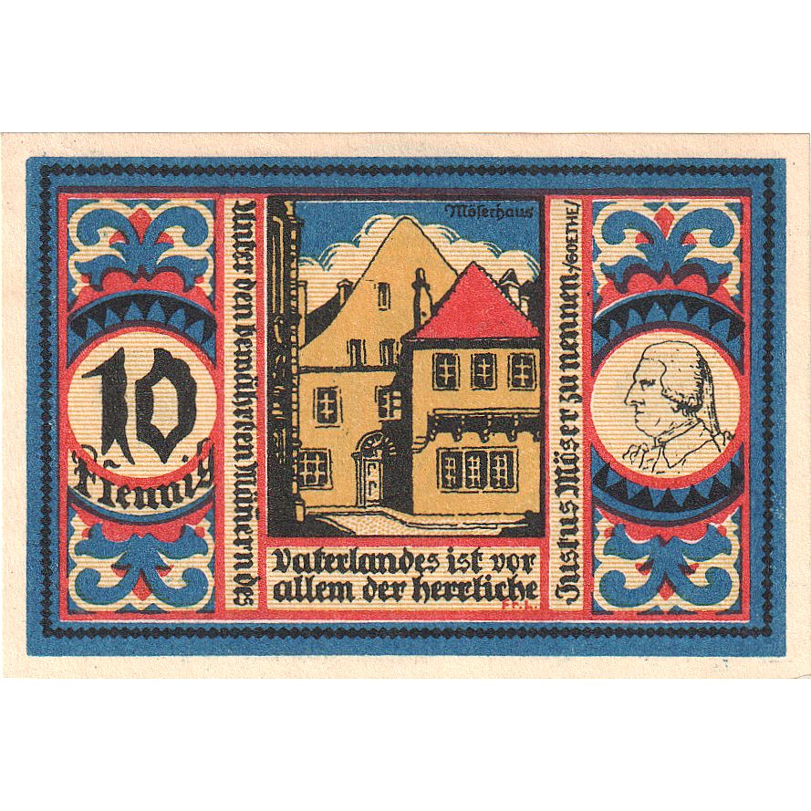 Banconote, Germania, Osnabruck, 10 Pfennig, maison 5, 1921, SPL, Mehl:1032.1