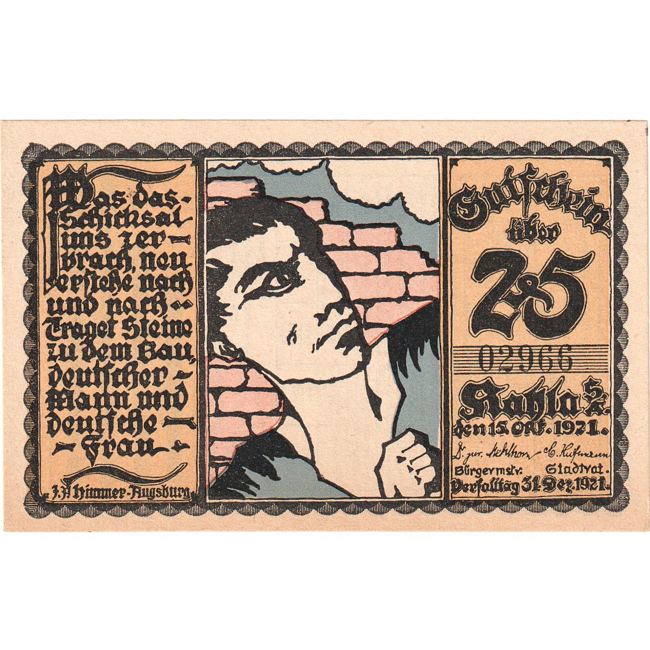 Banconote, Germania, Kahla Stadt, 25 Pfennig, graphique, 1921, 1921-12-31, SPL
