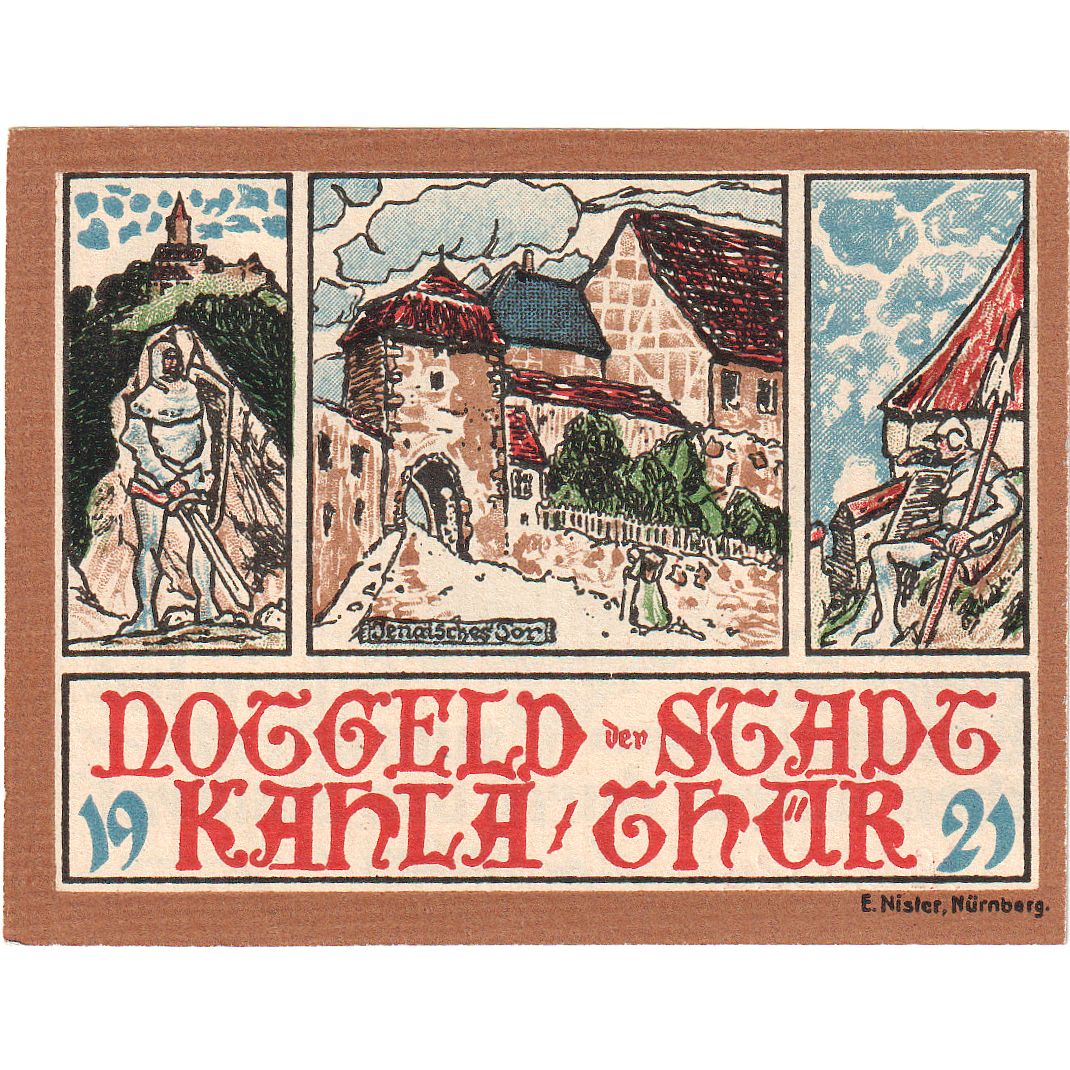 Banconote, Germania, Kahla, 10 Pfennig, personnage, 1921, SPL, Mehl:668.1a