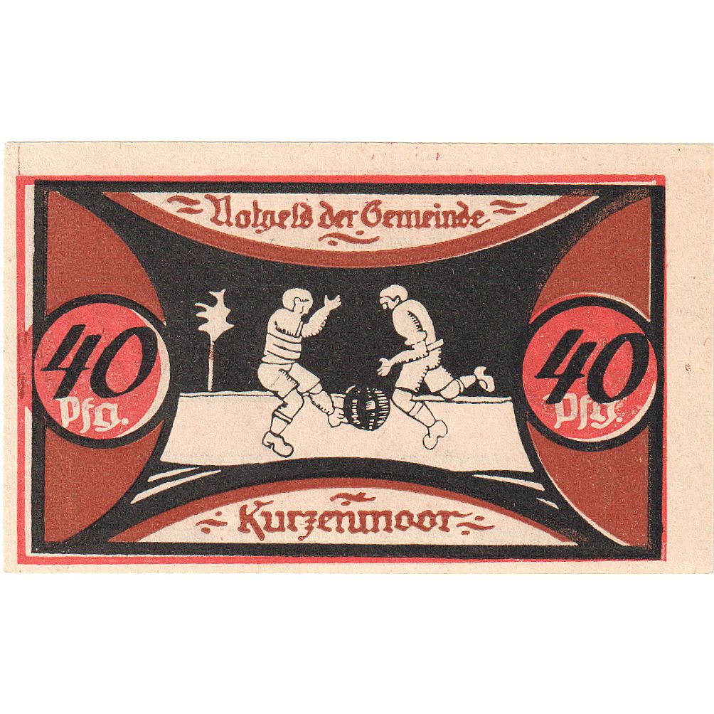 Banconote, Germania, Kurzenmoor, 40 Pfennig, footballeur, 1921, 1921-12-31, SPL