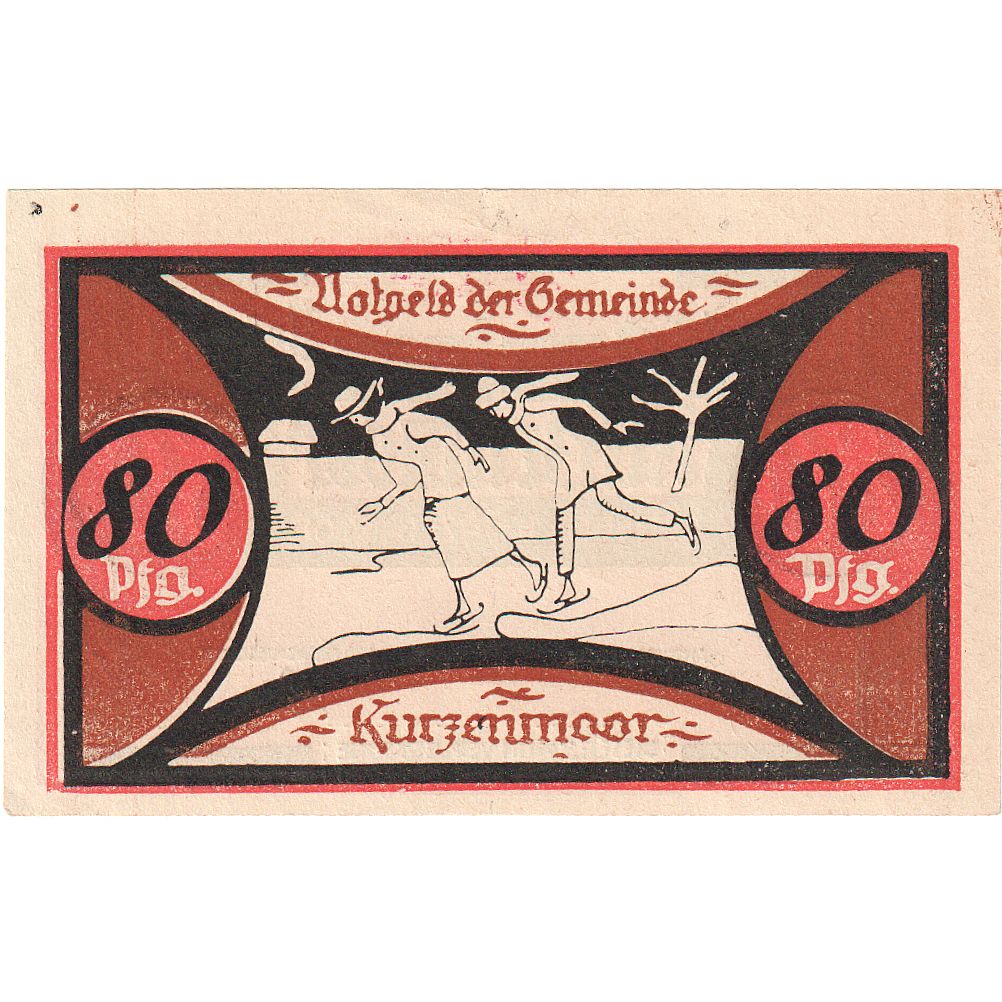 Geldschein, Deutschland, Kurzenmoor, 80 Pfennig, patineur, 1921, 1921-12-31