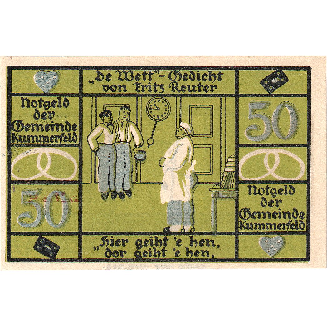 Geldschein, Deutschland, Kummerfeld, 50 Pfennig, personnage, 1921, UNZ-