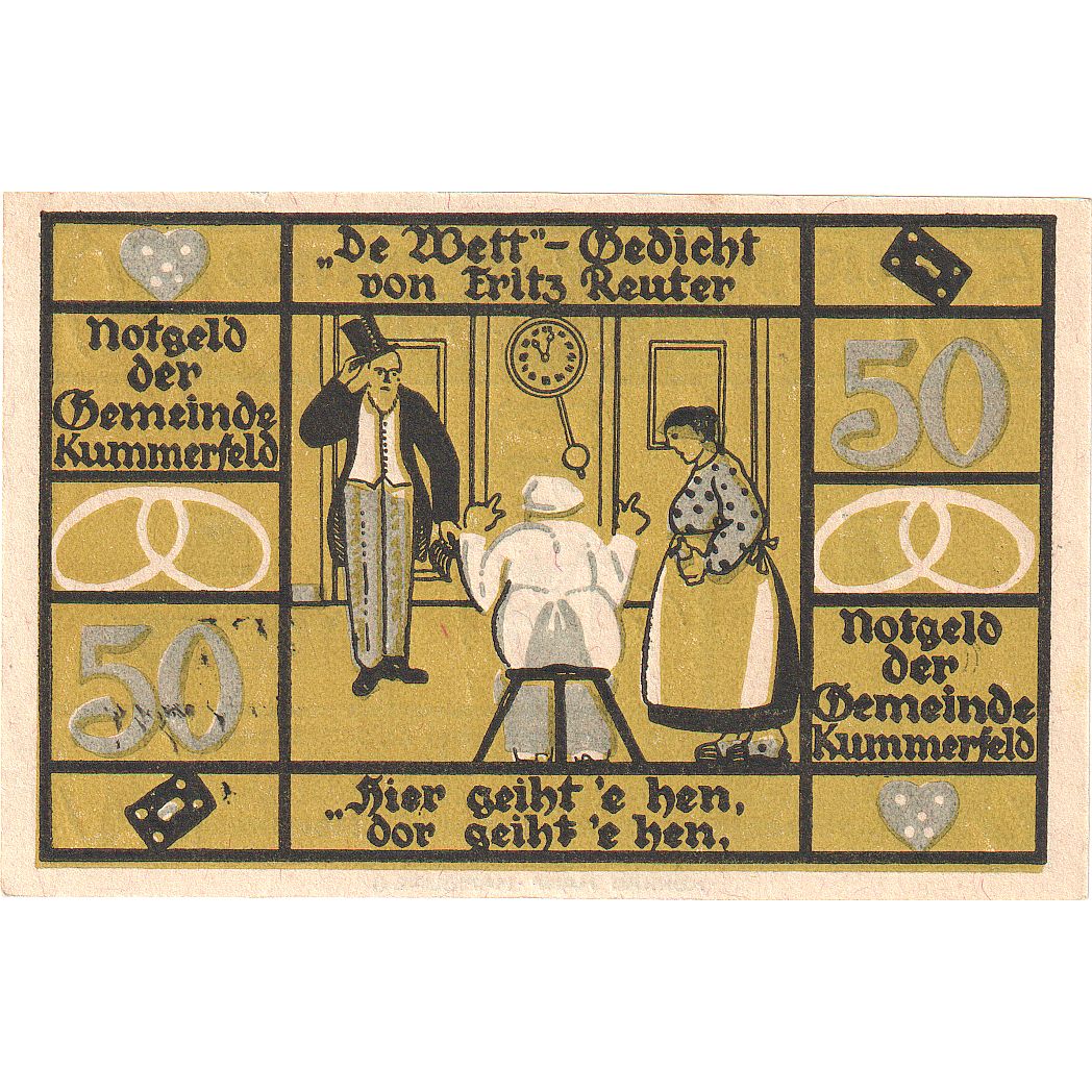 Banknot, Niemcy, Kummerfeld, 50 Pfennig, personnage 1, 1921, UNC(63)