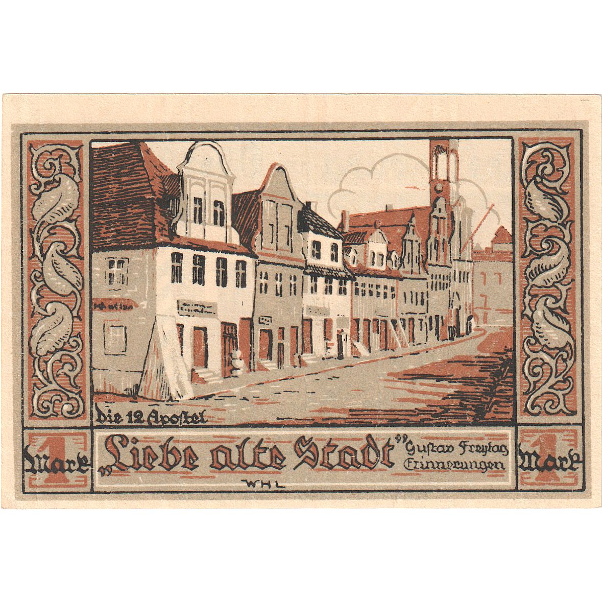 Geldschein, Deutschland, Kreuzburg, 1 Mark, rue, 1921, UNZ-, Mehl:744.3b