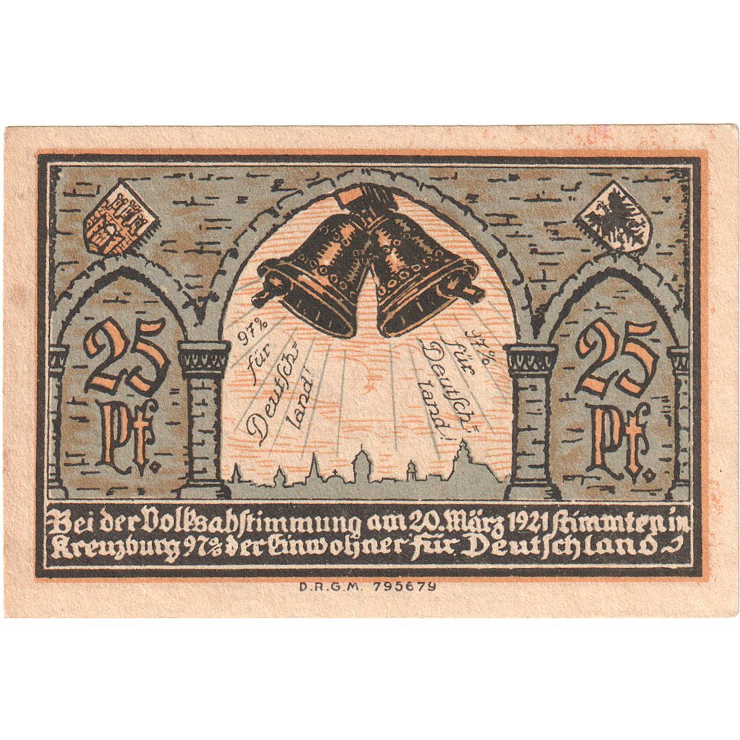 Geldschein, Deutschland, Kreuzburg, 25 Pfennig, cloche, 1921, 1921-10-18, UNZ-