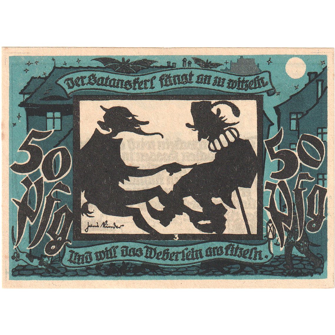 Banconote, Germania, Lichtenstein Callnberg, 50 Pfennig, personnage, 1921