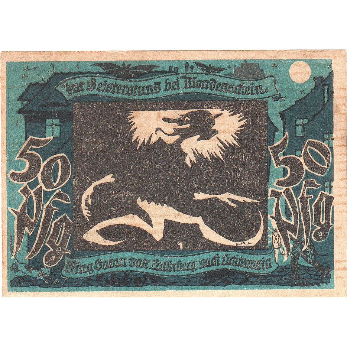 Geldschein, Deutschland, Lichtenstein Callnberg, 50 Pfennig, personnage, 1921