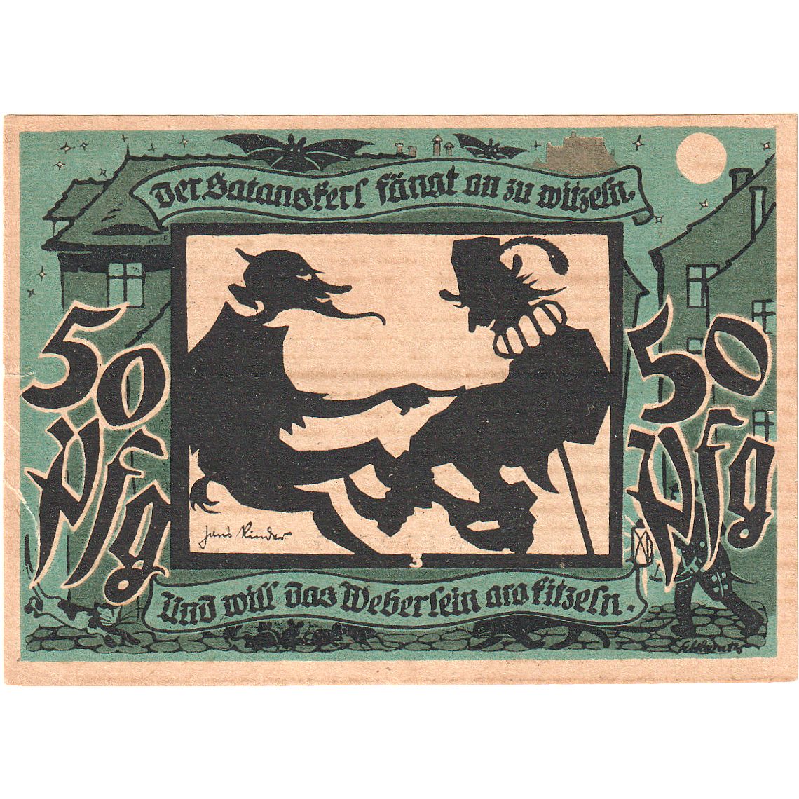 Banknote, Germany, Lichtenstein Callnberg, 50 Pfennig, personnage, 1921