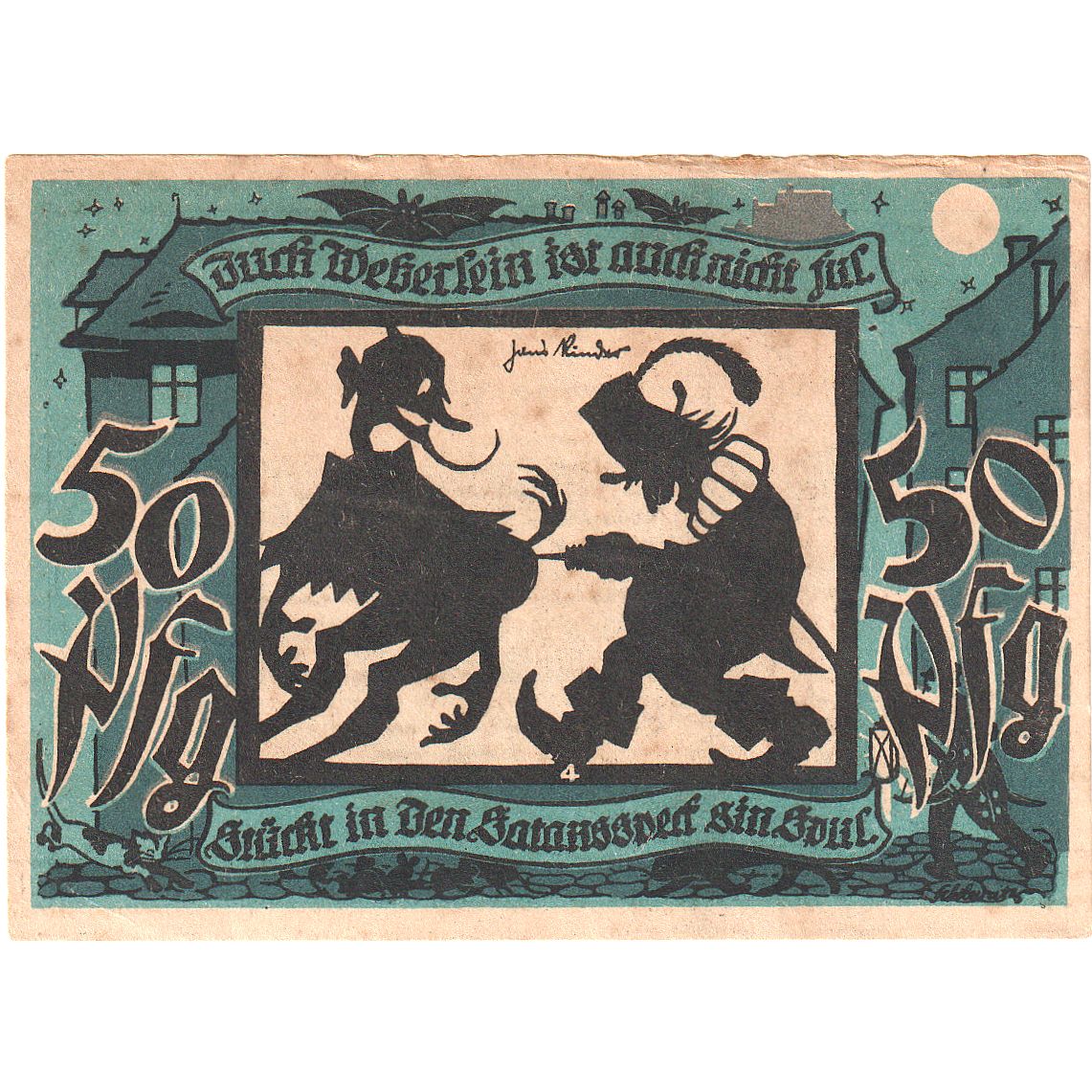 Banconote, Germania, Lichtenstein Callnberg, 50 Pfennig, personnage, 1921