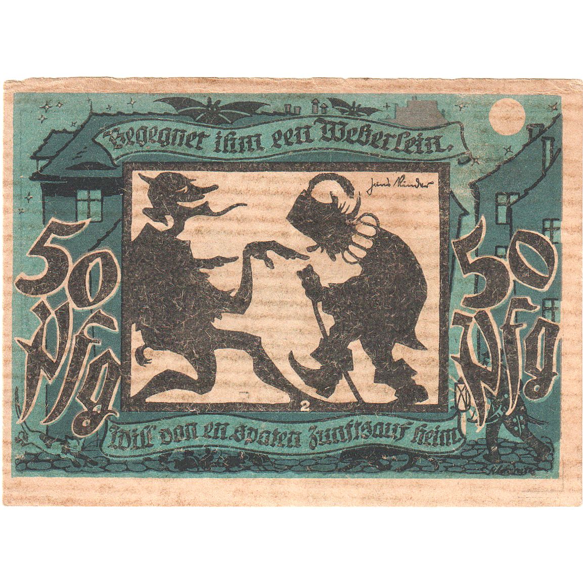 Billete, Alemania, Lichtenstein Callnberg, 50 Pfennig, personnage, 1921