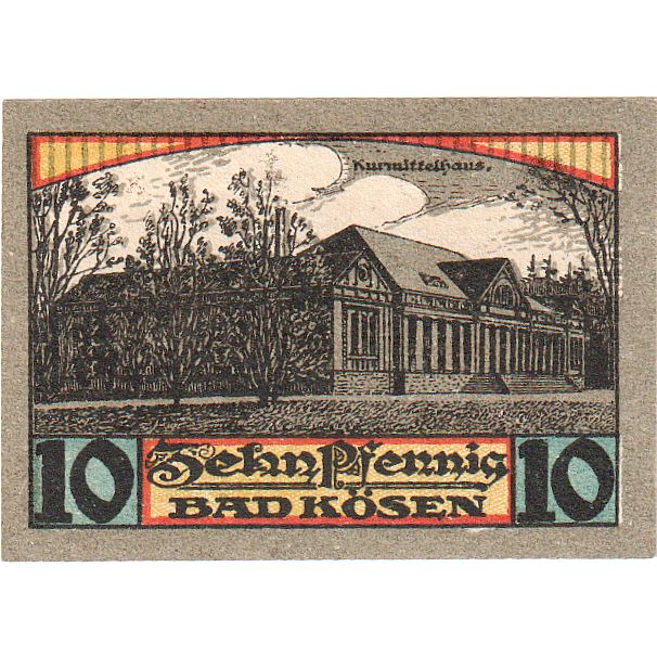 Banconote, Germania, Kösen, Bad, 10 Pfennig, Ecusson 1, 1921, 1921-06-01, SPL