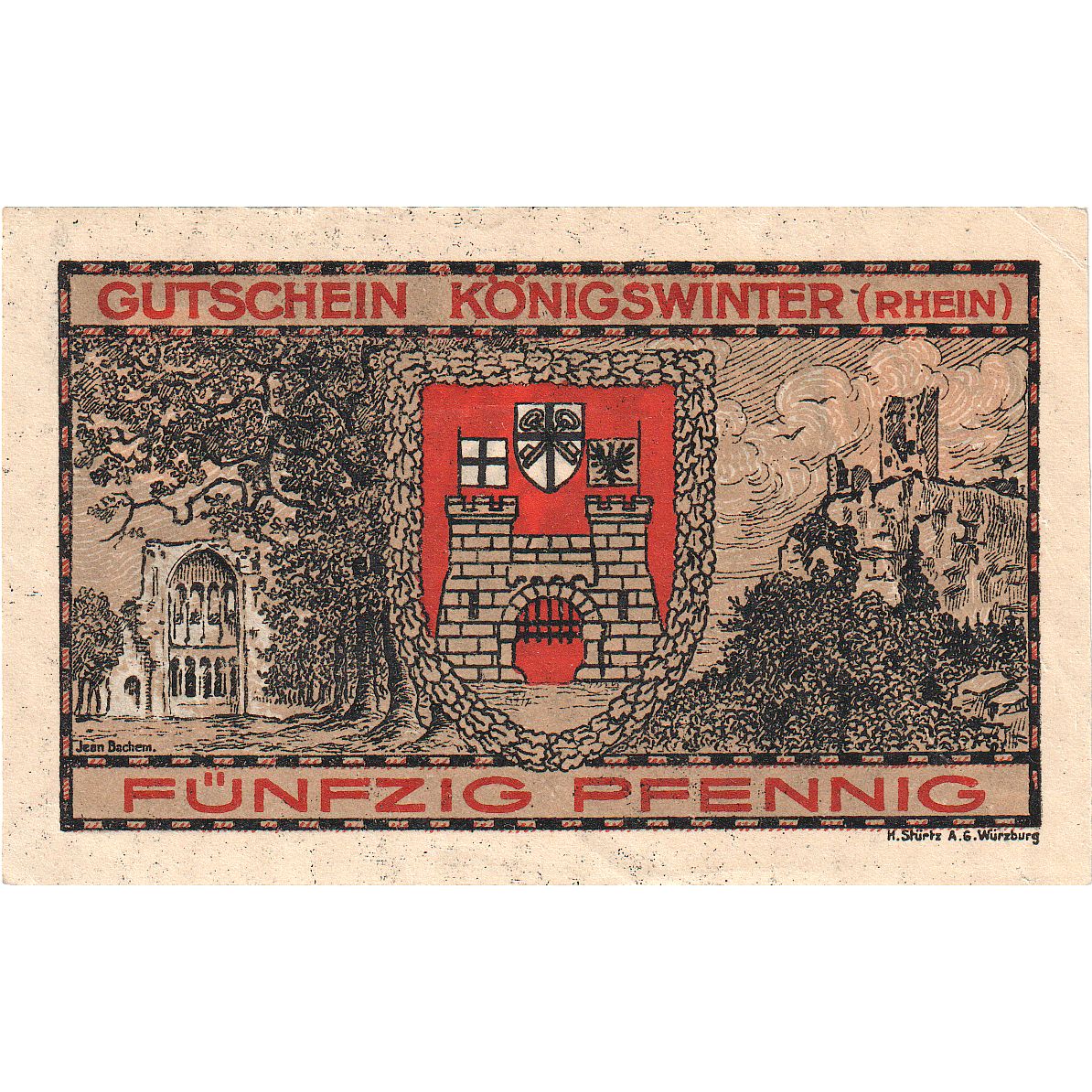 Banconote, Germania, Königswinter, 50 Pfennig, guerrier, 1921, 1921-07-15, FDS