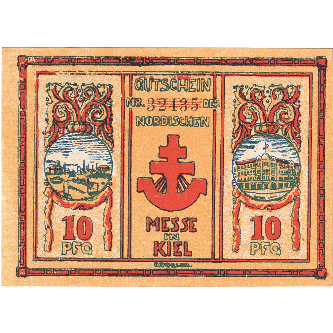Banconote, Germania, Kiel Nordische Messe, 10 Pfennig, Texte, 1921, 1921-09-18