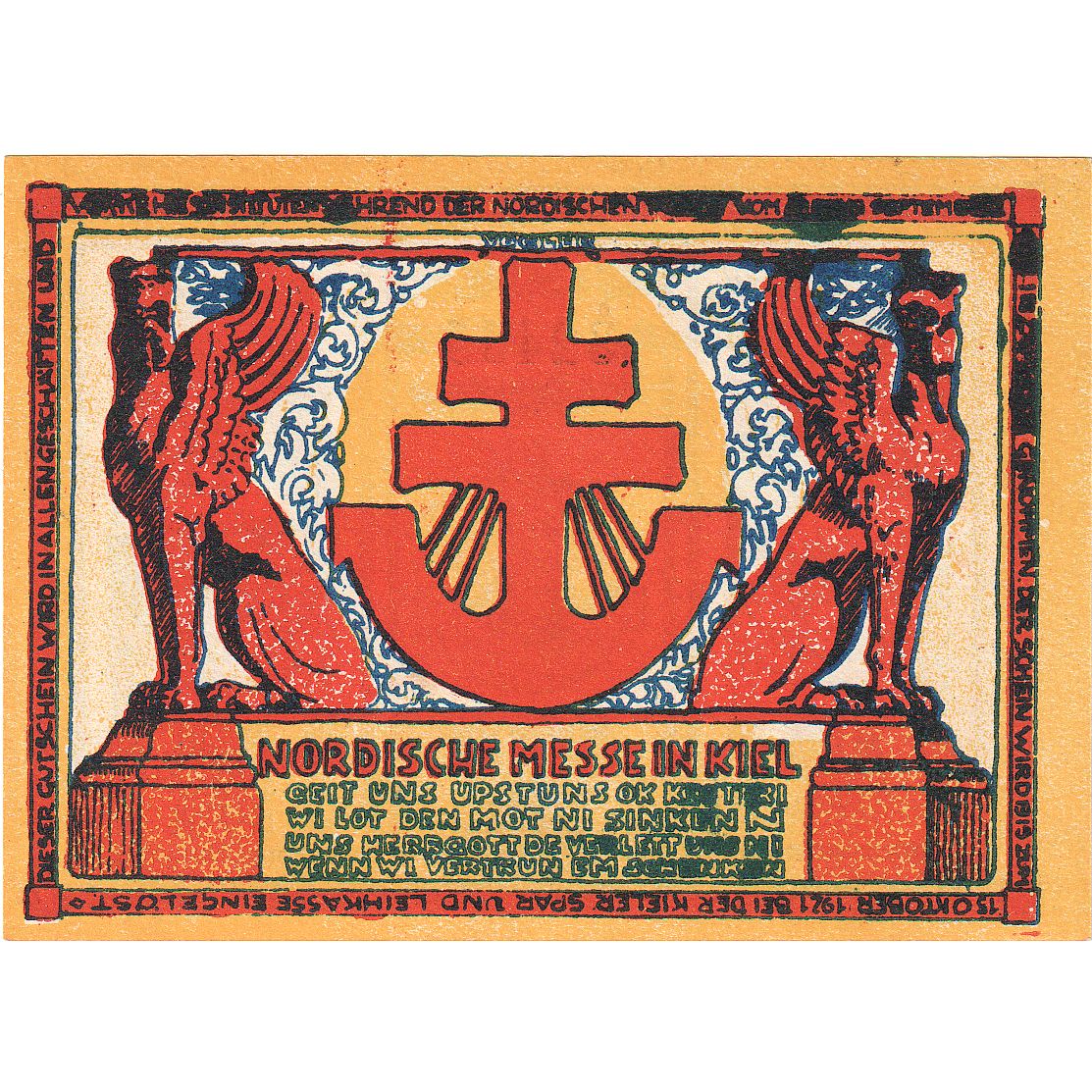 Banconote, Germania, Kiel Nordische Messe, 10 Pfennig, Texte, 1921, 1921-09-18