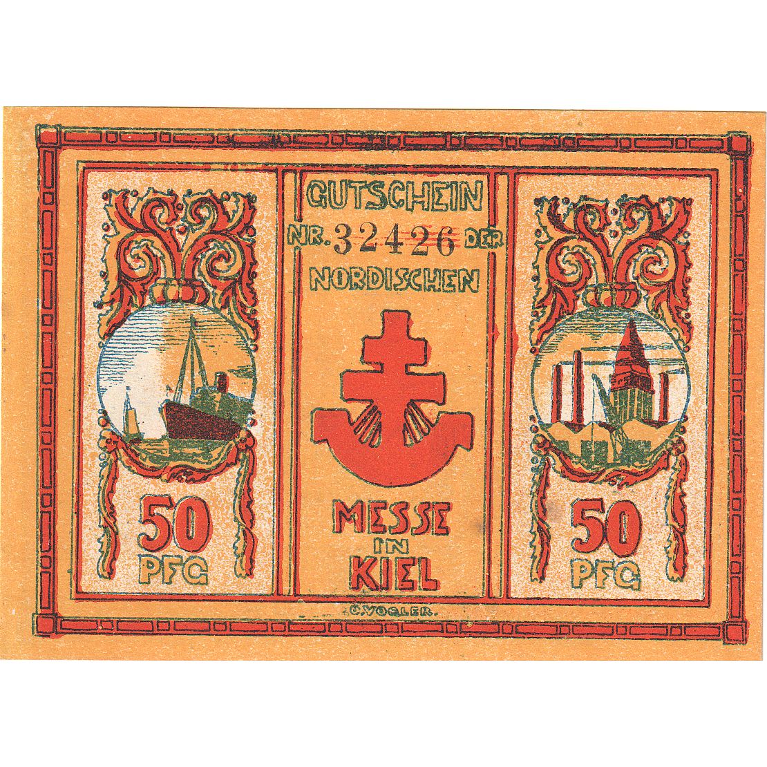 Banconote, Germania, Kiel Nordische Messe, 50 Pfennig, Texte, 1921, 1921-09-18