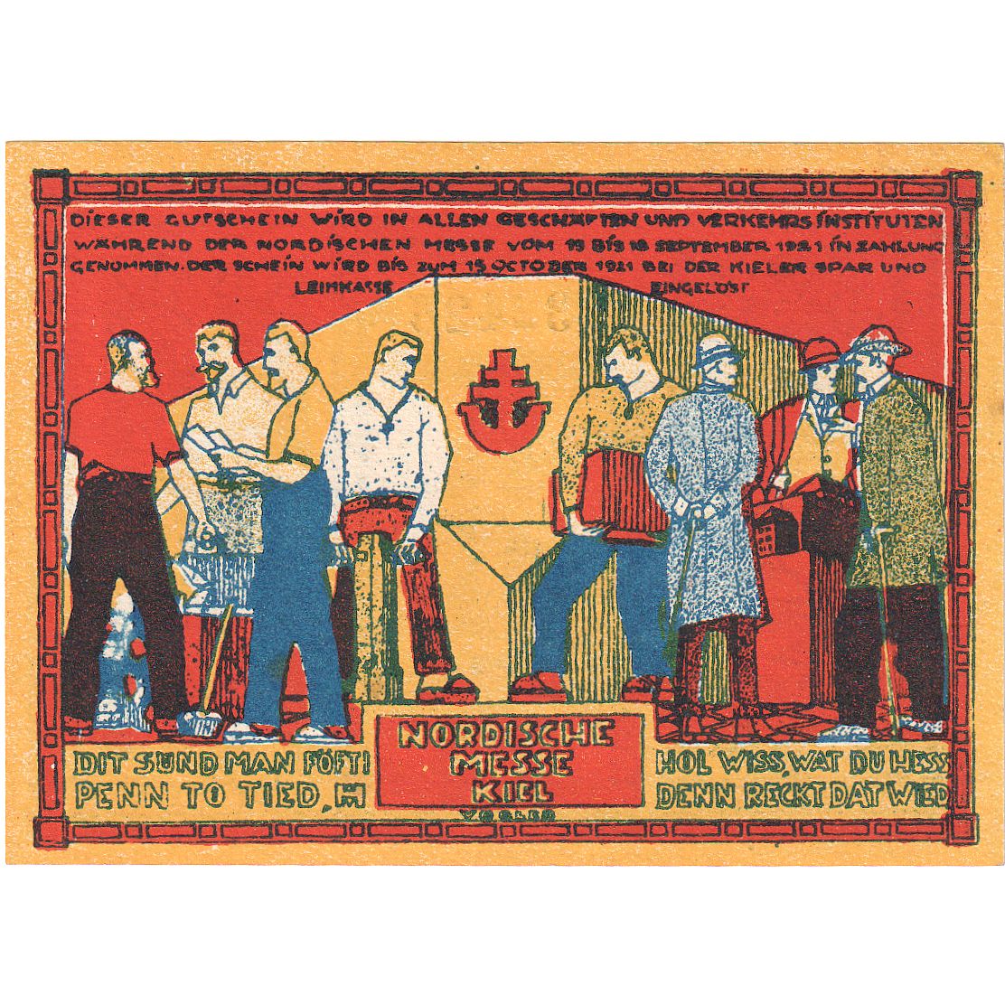 Banconote, Germania, Kiel Nordische Messe, 50 Pfennig, Texte, 1921, 1921-09-18