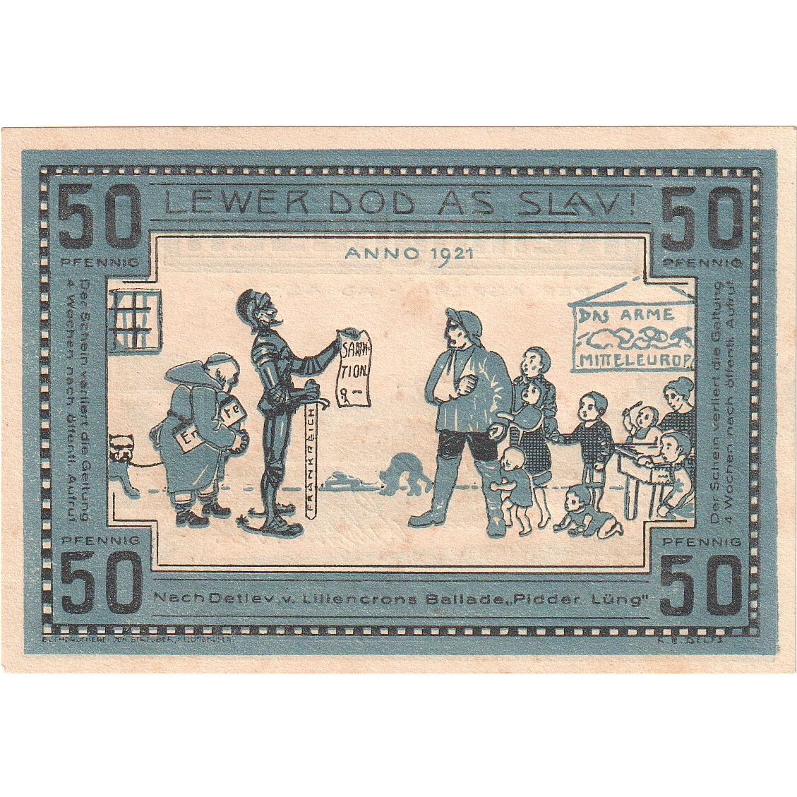 Geldschein, Deutschland, Kellinghusen, 50 Pfennig, paysage, 1921, UNZ