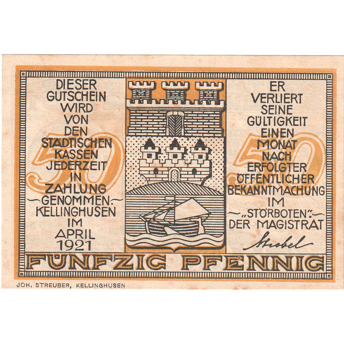 Banknot, Niemcy, Kellinghusen, 50 Pfennig, ange, 1921, UNC(63), Mehl:688.2