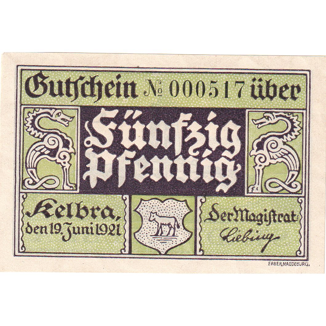 Banknot, Niemcy, Kelbra, 50 Pfennig, paysage, 1921, 1921-07-12, UNC(65-70)