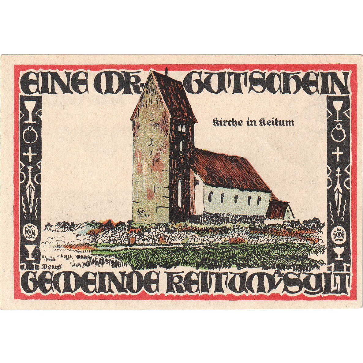 Geldschein, Deutschland, Keitum, 1 Mark, paysage, 1921, 1921-09-01, UNZ