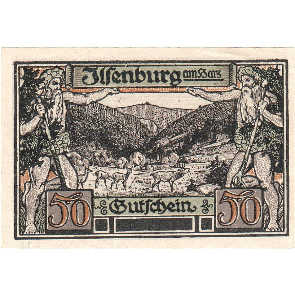 Banknot, Niemcy, Ilsenburg, 50 Pfennig, paysage, 1923, 1923-01-01, UNC(63)
