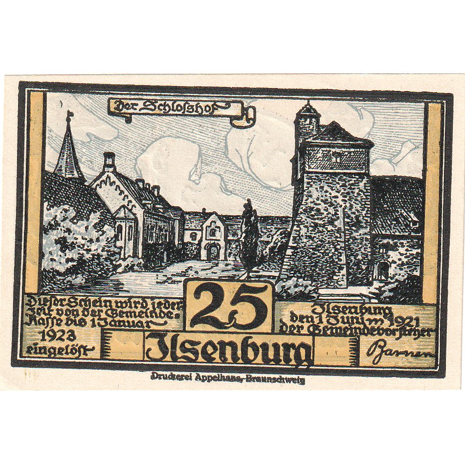 Banknot, Niemcy, Ilsenburg, 25 Pfennig, paysage, 1923, 1923-01-01, UNC(63)
