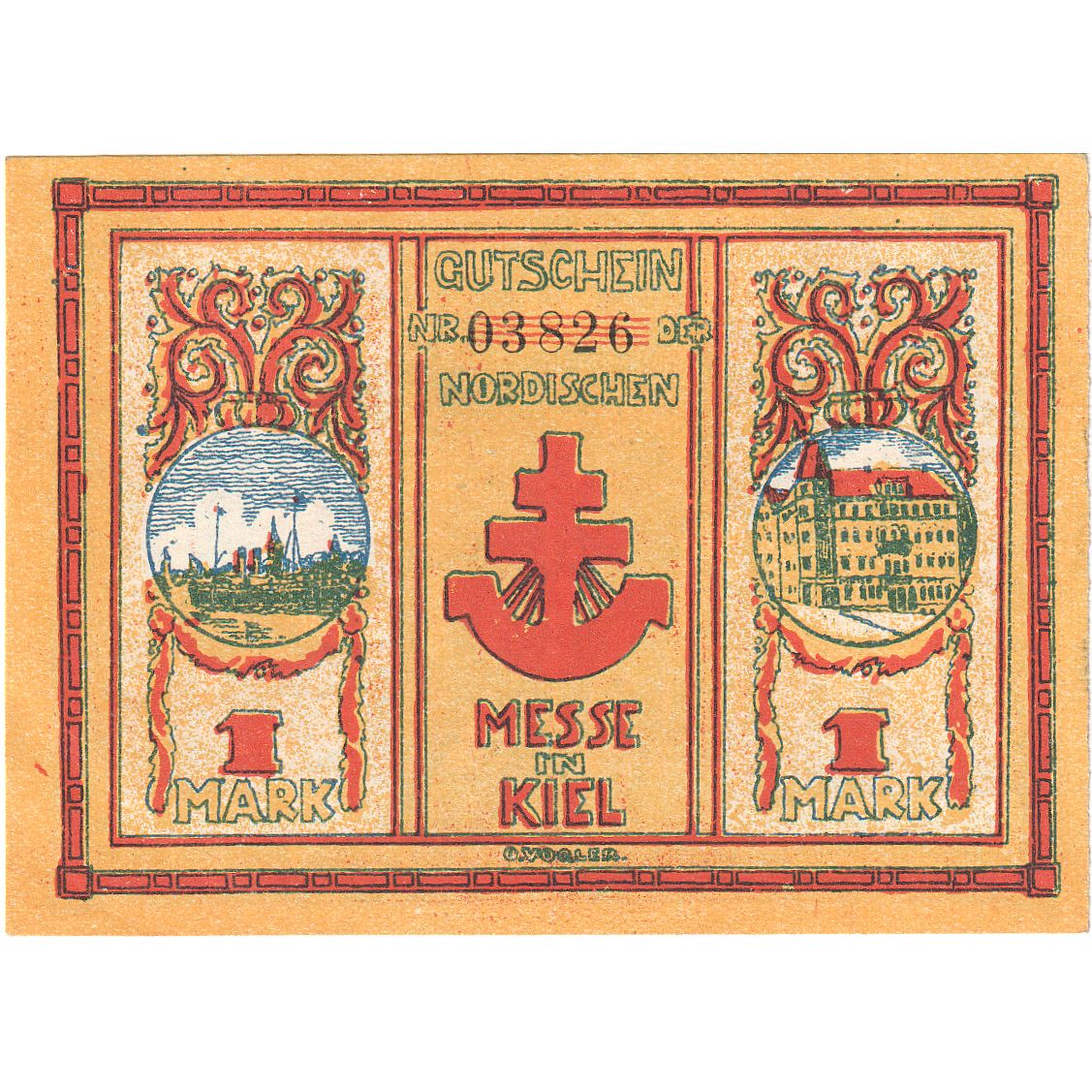 Banconote, Germania, Kiel, 1 Mark, personnage, 1921, 1921-09-15, FDS