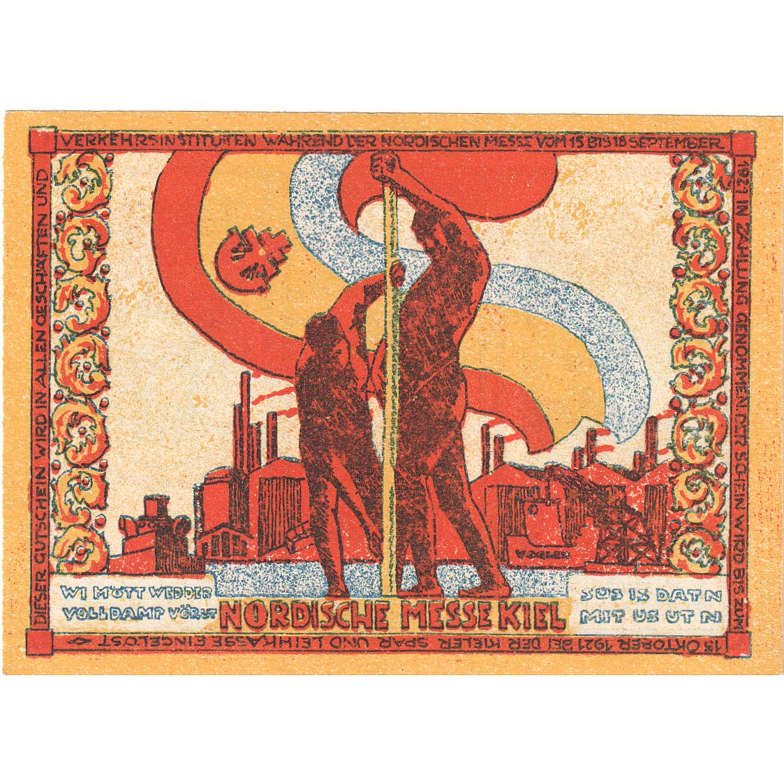 Banconote, Germania, Kiel, 1 Mark, personnage, 1921, 1921-09-15, FDS