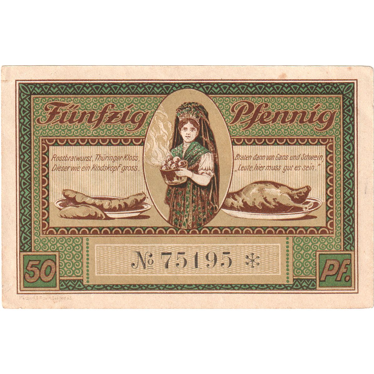 Geldschein, Deutschland, Leutenberg, 50 Pfennig, personnage, 1921, UNZ-