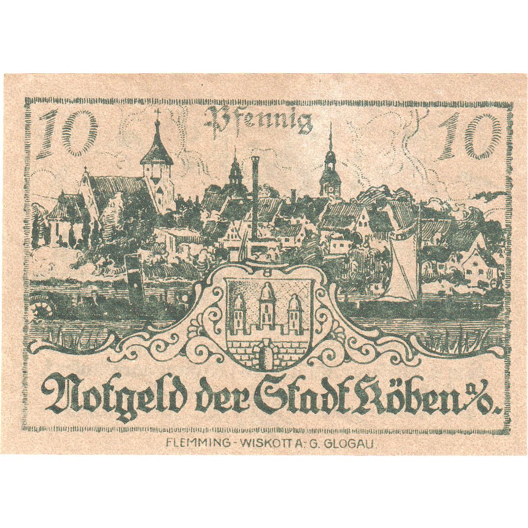 Geldschein, Deutschland, Köben a. O, 10 Pfennig, village, 1920, 1920-12-24