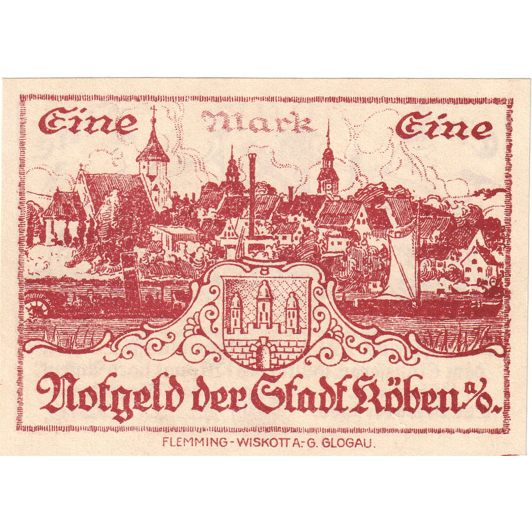 Geldschein, Deutschland, Köben a. O, 1 Mark, village, 1920, 1920-12-24, VZ+