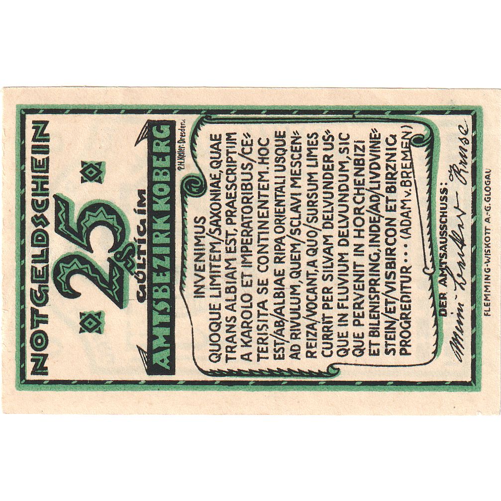 Banknot, Niemcy, Koberg Amtsbezirk, 20 Pfennig, valeur faciale, 1921