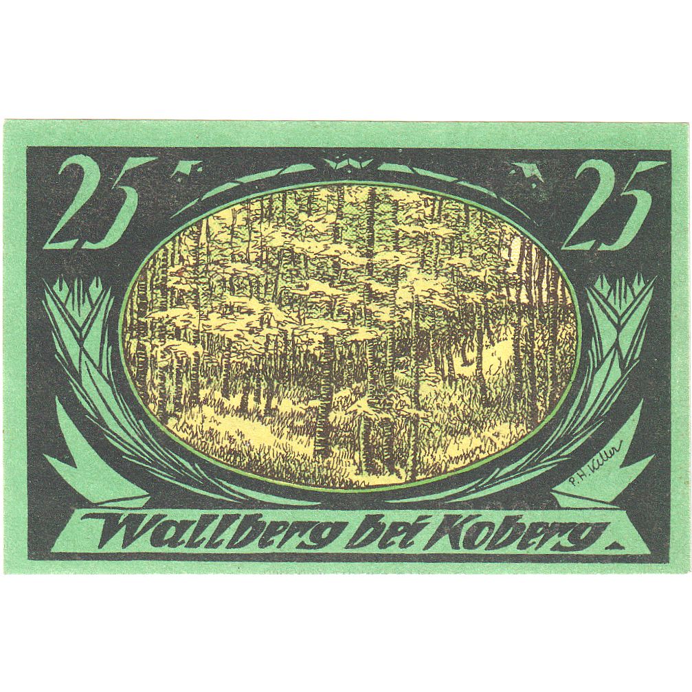 Billete, Alemania, Koberg, 25 Pfennig, paysage, O.D, UNC, Mehl:713.2a