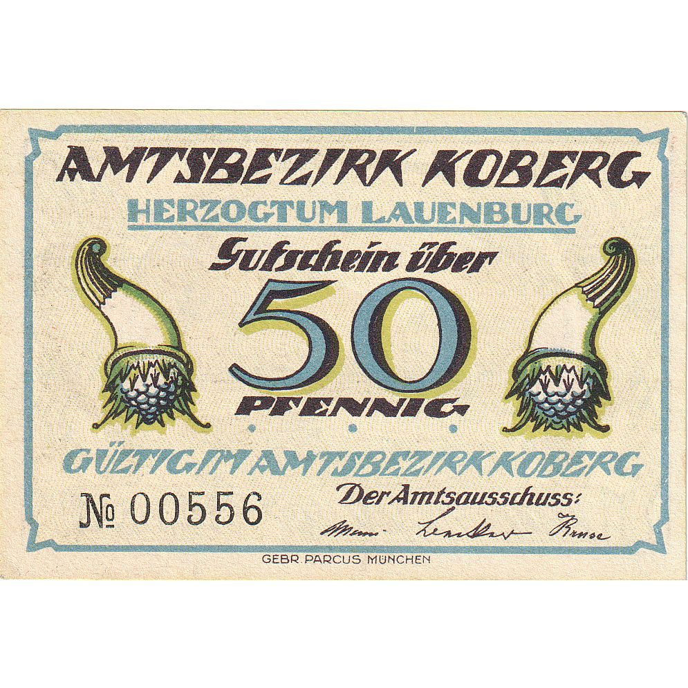 Banknot, Niemcy, Koberg, 50 Pfennig, paysage, O.D, UNC(65-70), Mehl:713.2a