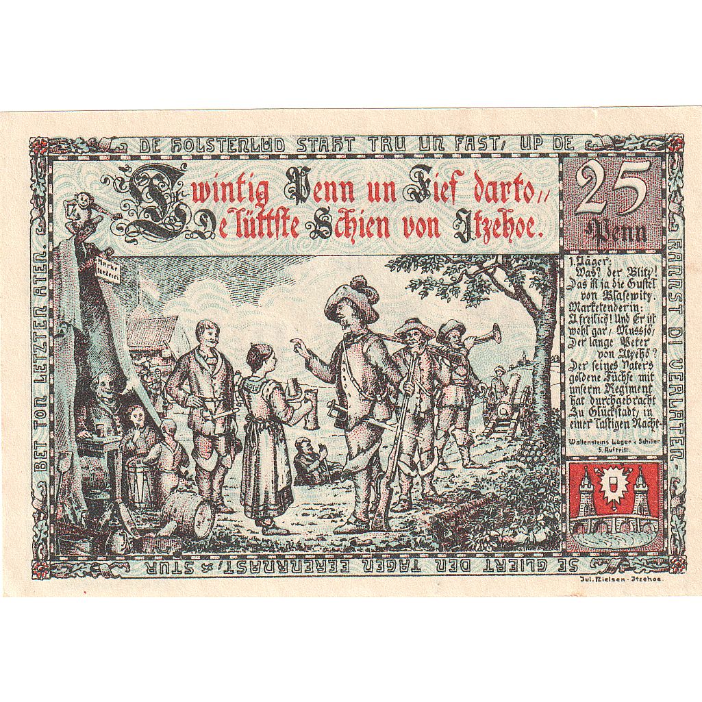 Banknot, Niemcy, Itzehoe, 25 Pfennig, personnage, 1920, 1920-08-02, UNC(63)